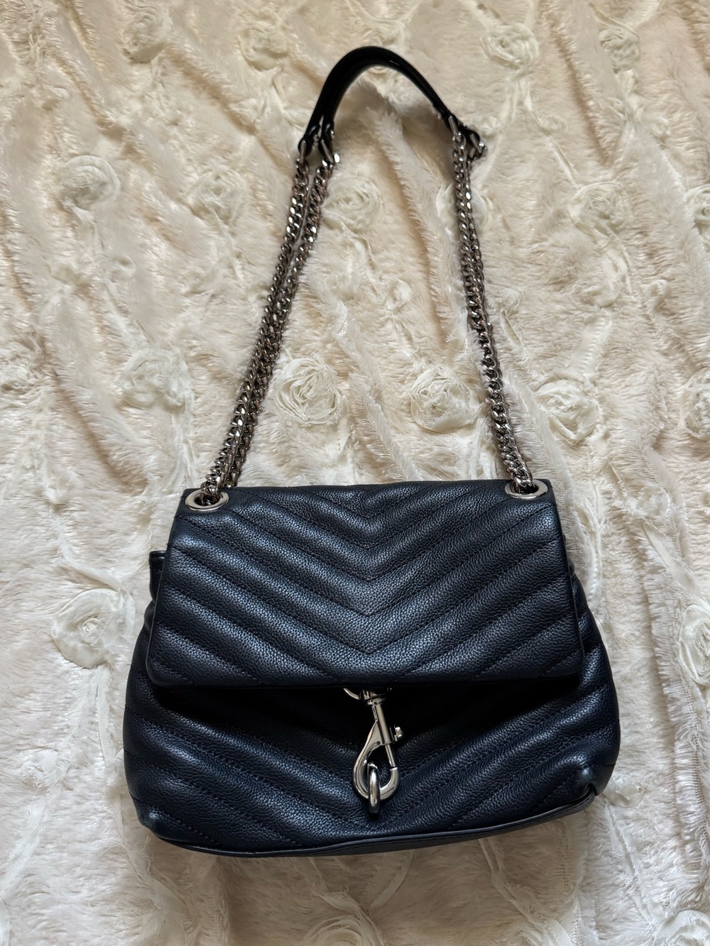 Rebecca Minkoff Edie Flap Shoulder Bag Black Quilted Chain-Handle Shoulder Bag